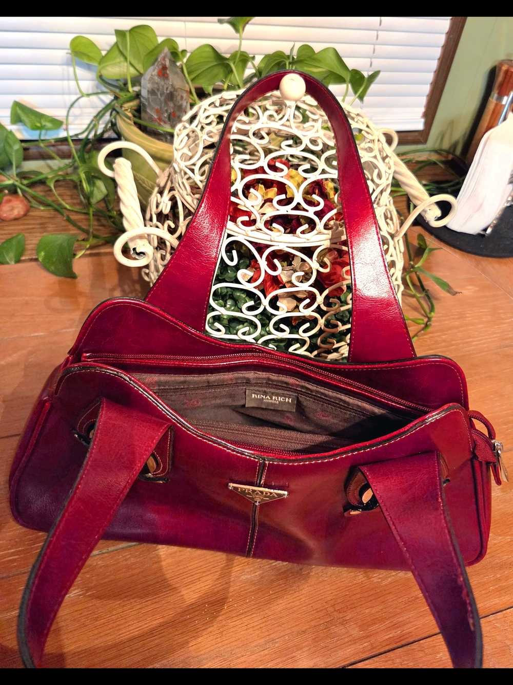 *VERY RARE!* Rina Rich "Prada" Vintage Brilliant Red Purse *READ DESCRIPTION!!* - Picture 11 of 13